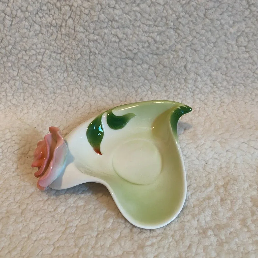 Beddinginn Pink Rose Tea Cup Heart Shape Saucer 3D Flower‎